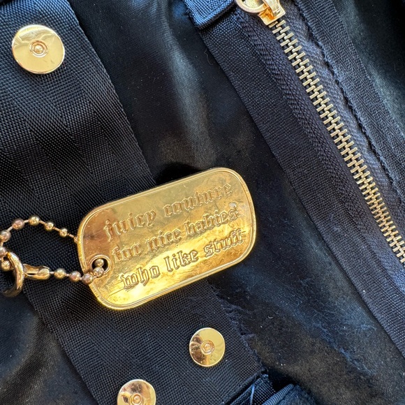 Juicy Couture Vtg 2000s Baby Diaper Bag Messenger Black Gold Hardware - Picture 3 of 8